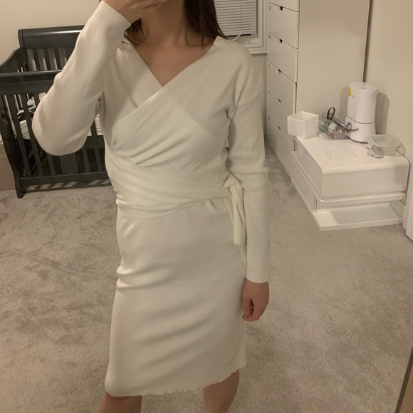 White Wrap Dress - Picture 3 of 4